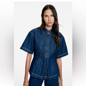 H&M DEFINED-WAIST DENIM SHIRT
